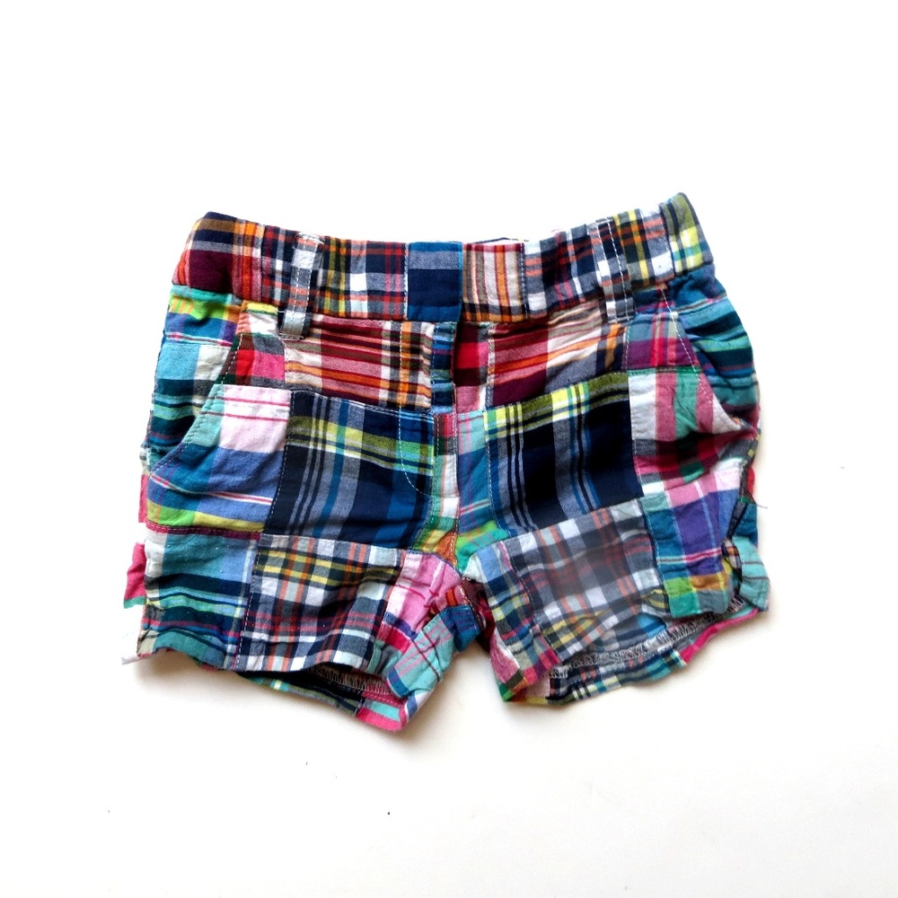 Girls CREWCUTS madras plaid shorts sz 5 - Picture 1 of 2